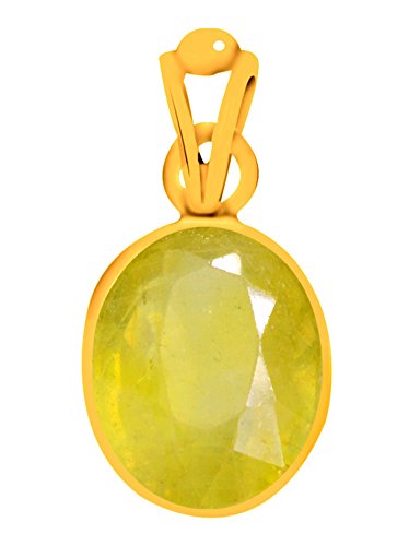 ClaraCertified Yellow Sapphire Pukhraj 9.3 Carat or 10.25ratti Panchdhatu Alloy Gold Polish Good Luck Pendant for Men & Women