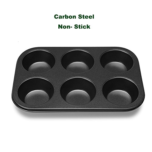 Muffin Pan 6 Cup / Non Stick Hard Heavy Carbon Steel Cupcake Baking Pan 4 / 6 Cups by HYTK (1pc 6-cups pan)