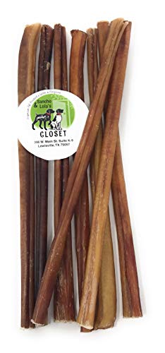 Sancho & Lola's Bully Sticks for Dogs -12-Inch Moderate Odor High-Protein Grain-Free Beef Pizzle Dog Chews