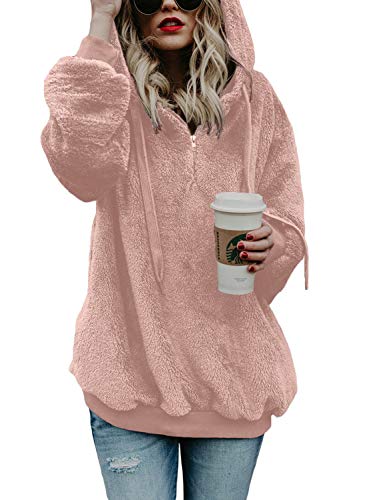 Dokotoo Womens 2023 Fashion Fuzzy Warm Casual Loose Hooded Sweatshirt Hoodies with Pockets Outerwear S-XXL