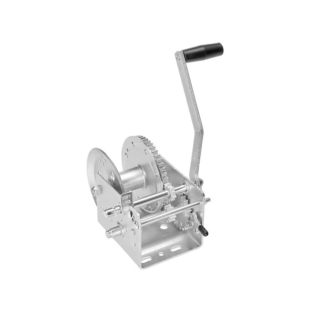 Fulton142420 Boat Trailer Winch, 3,200 lbs. Capacity, Two-Speed Hand Crank Winch, High-Performance Zinc Finish