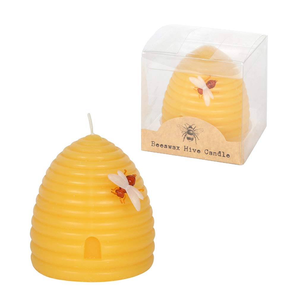 SJ TRADERS Unscented Beeswax Hive Candle, Burn Time: 20 Hours, Xmas Presents for Her, Yellow Bee Hive Shaped Candles, Novelty Christmas Gifts for Him