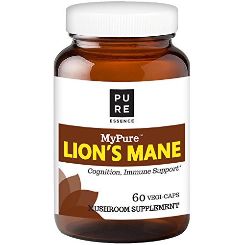 PURE ESSENCE LABS MyPure Lions Mane Organic Mushroom Supplement - 100% Real Mushroom Extract for Immune Support, Combat Stress, Build Energy - Best Immune Booster for Men and Women (60 Capsules)