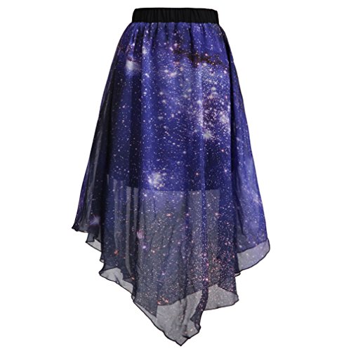 SAYMWomen Pleated Chiffon Galaxy Cosmic Digital Printed Skirts