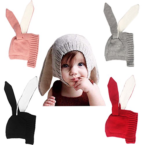 xsbyBaby Kids Boy Girl Knitted Crochet Rabbit Ear Beanie Winter Warm Hat Cap