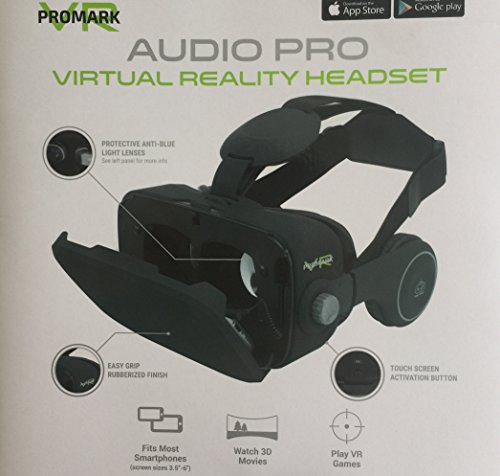 ProMark Virtual Reality Goggles With Built In Headset For Google Play, App Store, Fits Most Smartphones