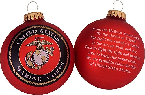 Christmas by Krebs 3 1/4" (80mm) Made in The USA Designer Seamless Flame Red Military Patriotic Glass Christmas Ball Keepsake Ornament, Marine Corps