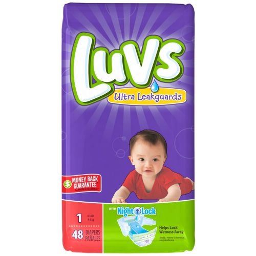 LuvsStretch with Size 1 Ultra Leakguards Diapers, 48 count per pack - 2 per case.