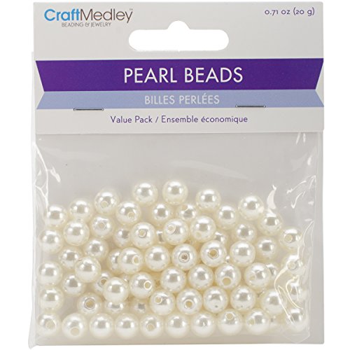 Multicraft Imports Pearl Beads (80 Pack), 8mm, Ivory