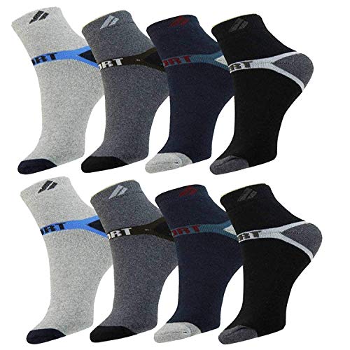 Super Deal Bazzar Store Men's Cotton Solid Ankle Length Socks (Free Size) - Pack of 8