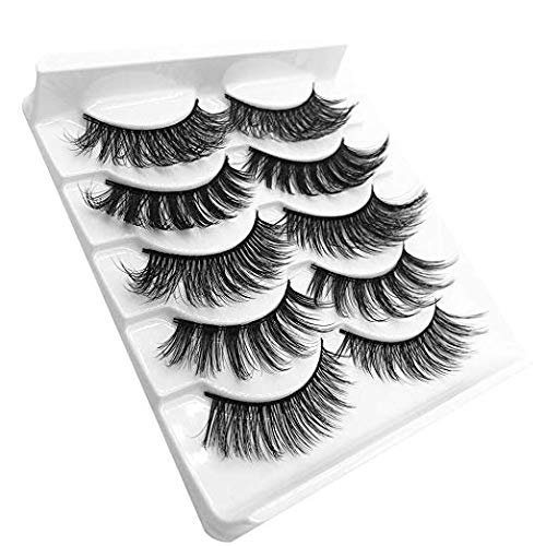 3D False Eyelashes 5 Pairs of 5 Different Styles Luxurious Fluffy Messy Cross Long Style and Natural Style Fake Eye Lashes