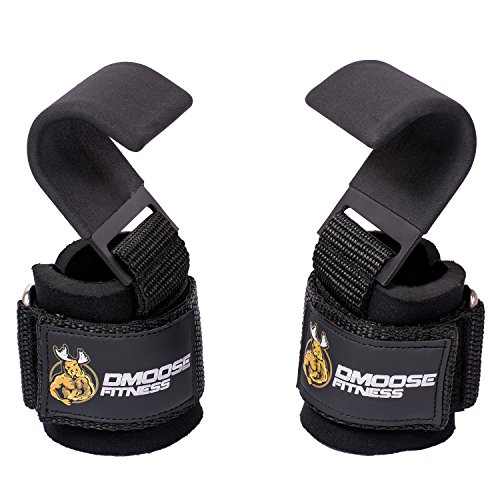 DMoose Fitness Weight Lifting Hooks Grip (Pair) - 8 mm Thick Padded Neoprene, Double Stitching, Non-Slip Resistant Coating – Secure Your Grip and Reach Your Goals with Premium Workout Hook Gloves