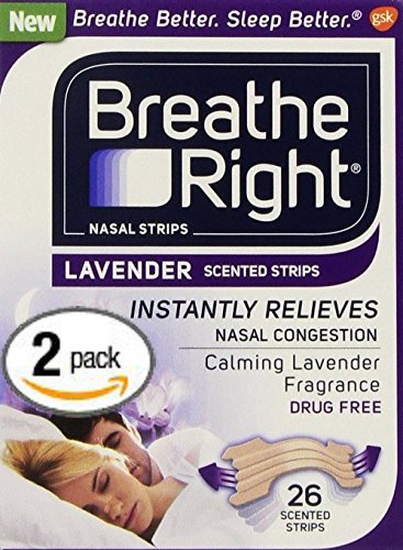 2 Pack Breathe Right Nasal Strips LAVENDER SCENTED Strips 52 Strips of Calming Lavender