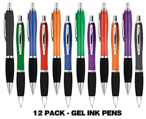 Gel ink Retractable Pen, Assorted Colors (12 Pack)