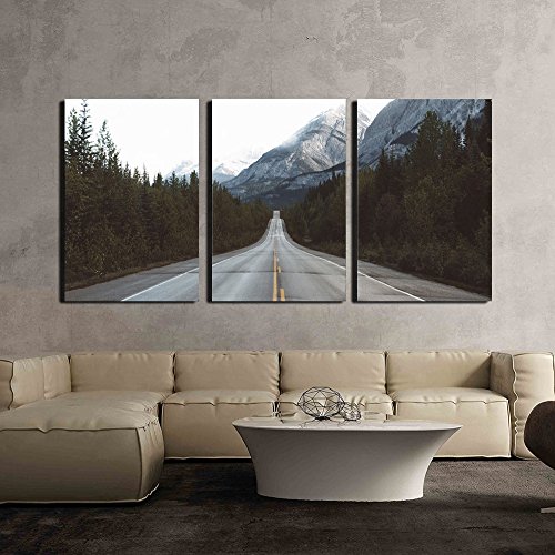 wall26 - 3 Piece Canvas Wall Art - Road in Mountain Area - Modern Home Art Stretched and Framed Ready to Hang - 16"x24"x3 Panels