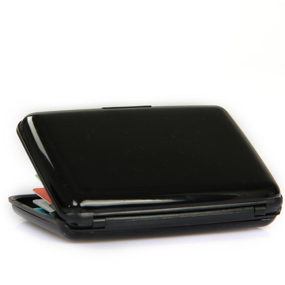 Credit Card HolderDurable Aluminium Construction Wallet Credit Card Holder RFID Blocking (Black)