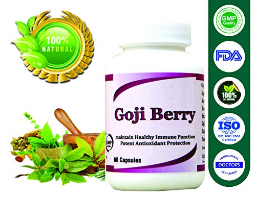 Goji Berry - Pure Natural - 500 mg, 60 Capsules Pack (Pack of 1)