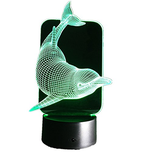 (New Arrived)Dophin 3D Night Light LED Modern Lamp 7Colours Change Table Desk Touch Mood Christmas Gift Night Light