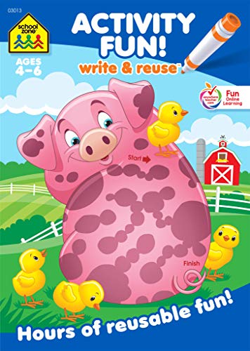 School Zone - Activity Fun! Write & Reuse Workbook - Ages 4 to 6, Preschool to Kindergarten, Numbers, Counting, Pre-Writing, Tracing, Wipe Clean (School Zone Write & Reuse Workbook)