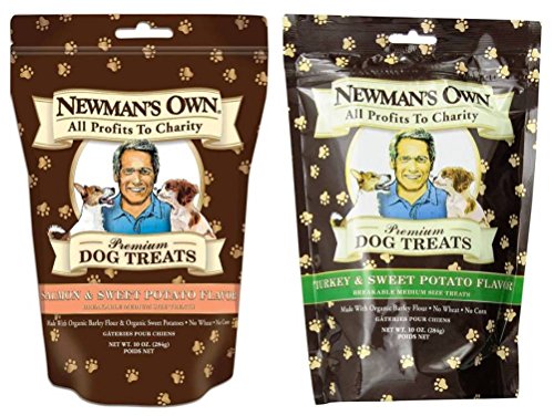 Newman's OwnDog Biscuits Treats, 2 Flavor Variety Bundle: (1) Bacon Flavor (1) Turkey & Sweet Potato Flavor, 10 Oz Each - Plus Can Cover (3 Items Total)