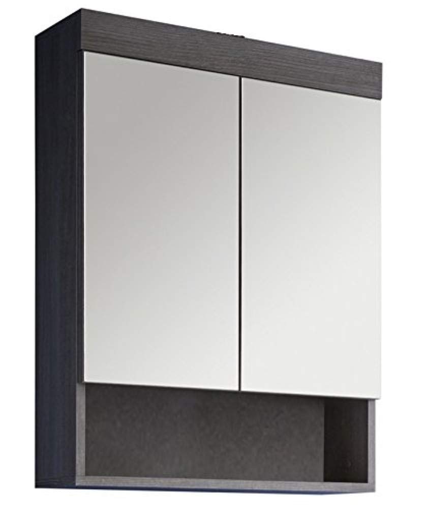 Furnline Bathroom Mirror Cabinet Sardegna Smoke Silver With Plenty Of Storage Space, Runner, Sardegna Smoke Silver, 58 x 75 x 18 cm