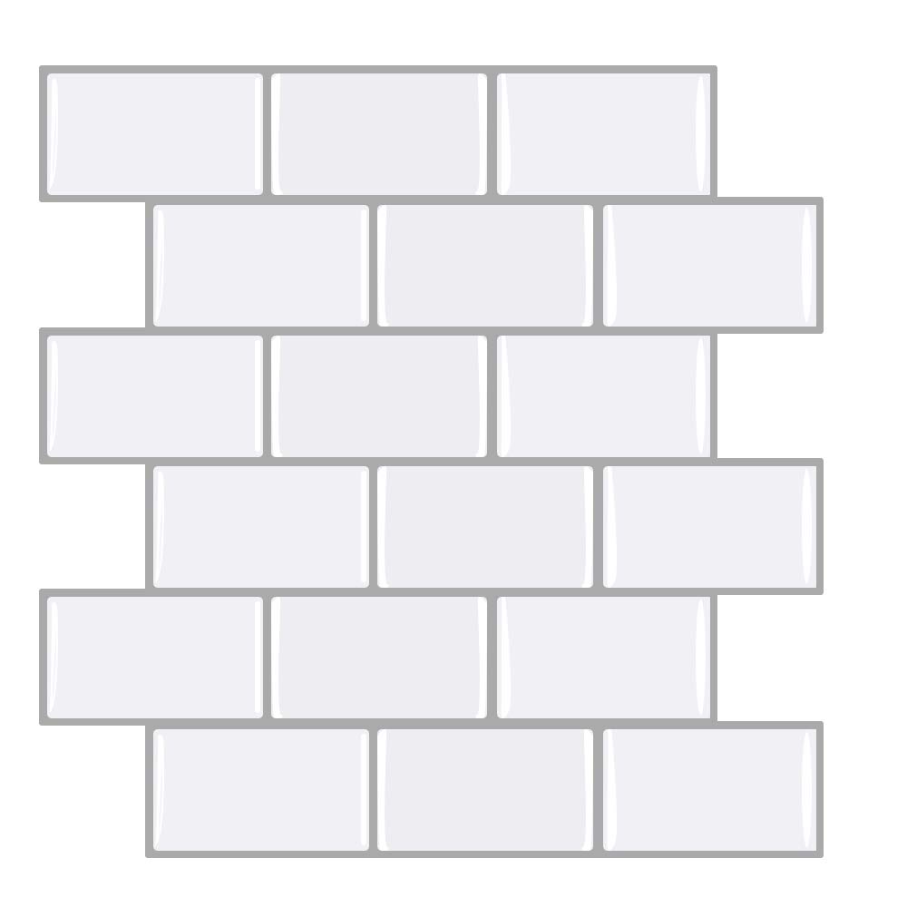 Ecoart Peel and Stick Tile Backsplash 10" X 10" Subway White Tile Self Adhesive Kitchen Bathroom Backsplash(6 Sheets) (Ivory White)