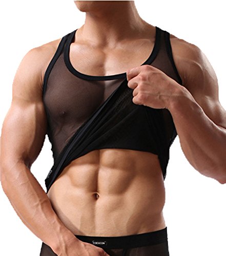 Mendove Men's Mesh See-Through Tank Top Dry Fit Muscle Vest