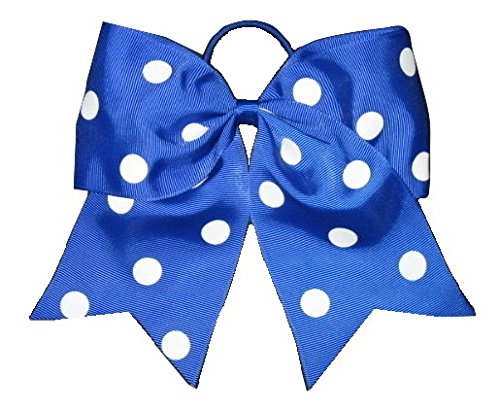 NEW "POLKA-DOT Royal Blue" Cheer Bow Pony Tail 3 Inch Ribbon Girls Hair Cheerleading Practice Football Games Uniform Hairbow