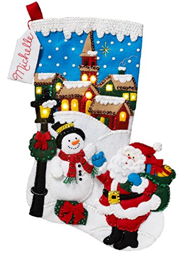 Bucilla 18-Inch Christmas Stocking Felt Appliqué Kit, 86818 Christmas Village