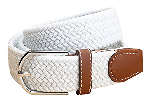 Mendove Unisex Adjustable Woven Stretch Waist Belt White