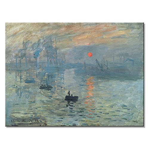 Wieco Art Impression Sunrise Canvas Prints Wall Art of Claude Monet Famous Oil Paintings Reproduction Seascape Ocean Sea Beach Pictures for Home Decorations Modern Stretched and Framed Giclee