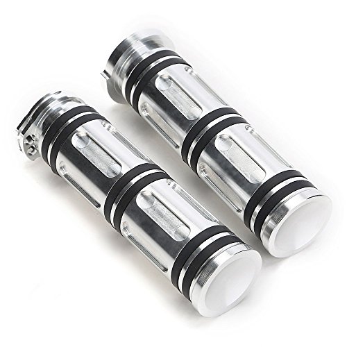 Heavy Duty CNC 1 inch Handle Grips for Touring Sportster Dyna Softail V-Rod (Chrome)