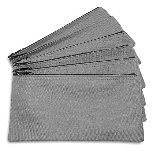 DALIX Zipper Bank Deposit Money Bags Cash Coin Pouch 6 Pack in Gray