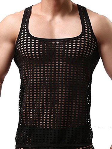 Men's Mesh See Through Muscle Fishnet Tank Top Underwear