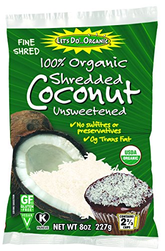 Let's Do Organic 100% Organic Unsweetened Shredded Coconut, 8 Ounce (Pack of 6)