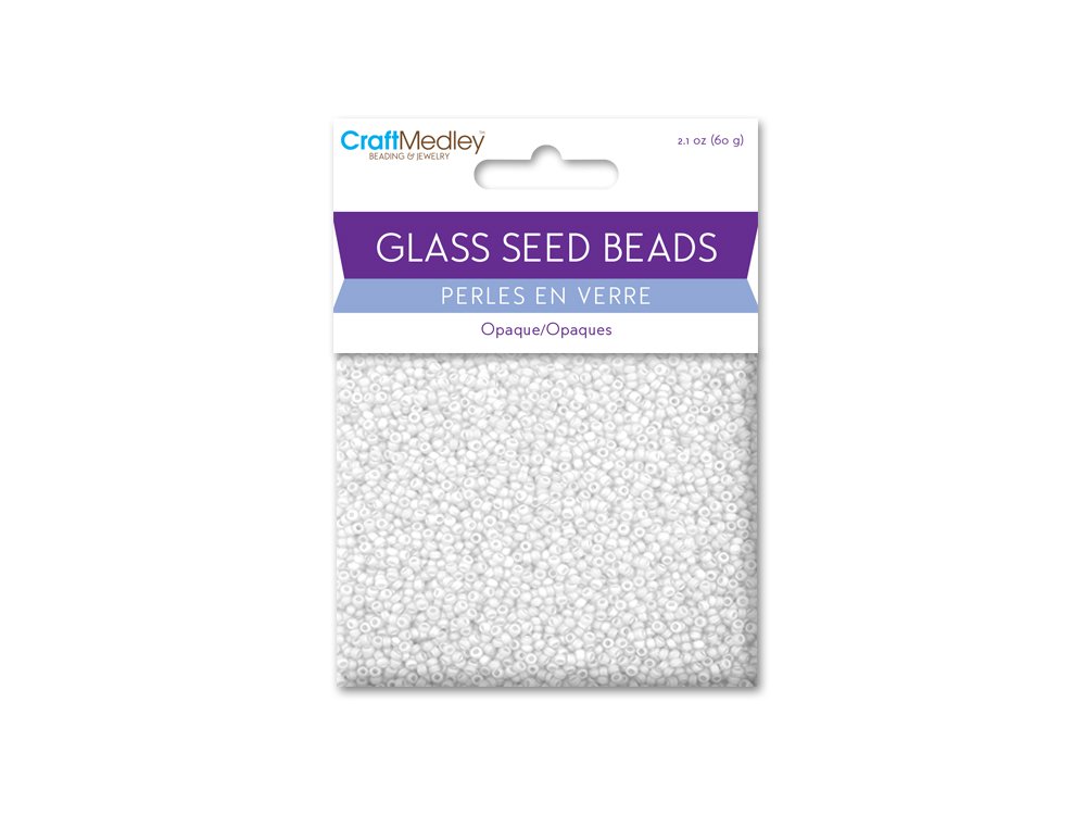 Multicraft Imports Glass Seed Beads, 12/0, 60g, Opaque, White