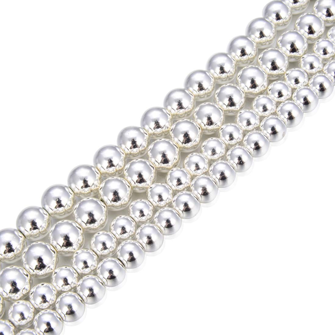 2 Strands Adabele Grade A Natural Hematite Silver Plated Healing Gemstone 4mm Small Round Loose Beads Stone Spacer (190-200pcs total) for Jewelry Craft Making GFC-B4