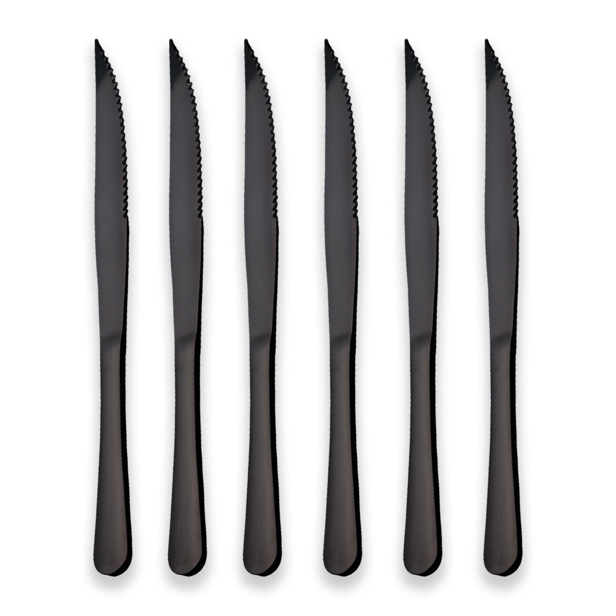 BerglanderBlack Titanium Plating Stainless Steel Steak Knives Heavy-Duty Stainless Steel Steak Knife Set of 6 for Chefs Commercial Kitchen Great For BBQ Weddings Dinners Parties All Homes & Kitchens