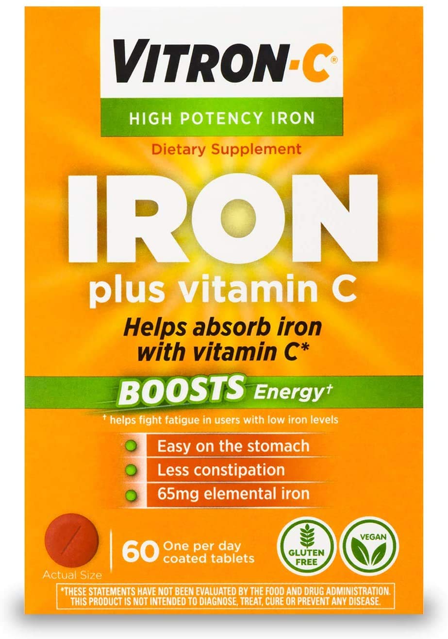 Vitron-CHigh Potency Iron Supplement with Vitamin C, Pack of 5 (60 Count Each) Nm@kSd