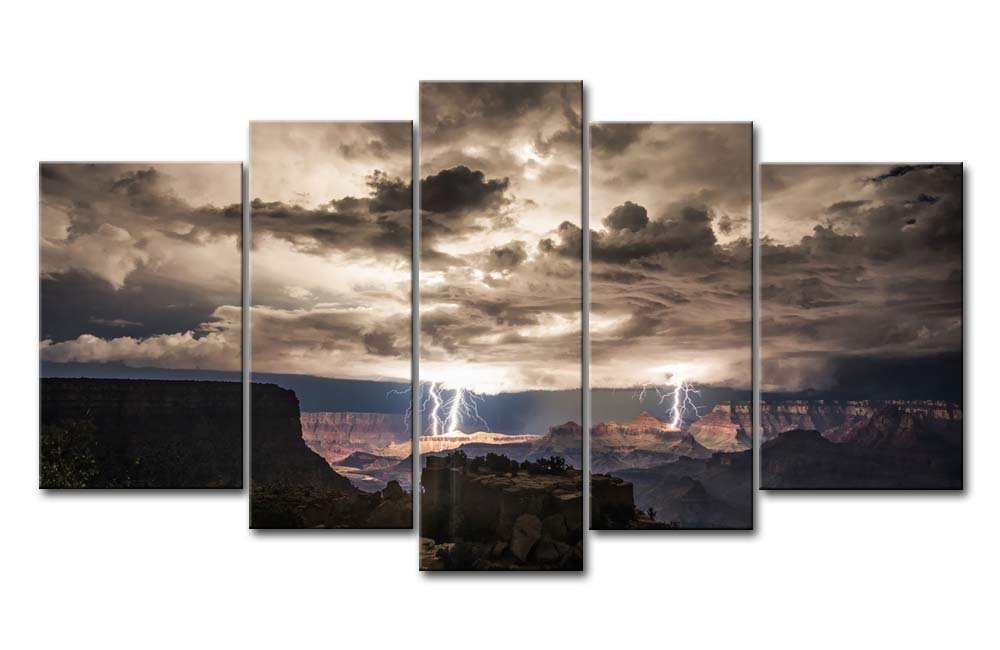 Grand Canyon Wall Art Painting Lightning Strikes in The Grand Canyon Dark Cloud Pictures Prints On Canvas Landscape The Picture Decor Oil for Home Modern Decoration Print for Kids Room