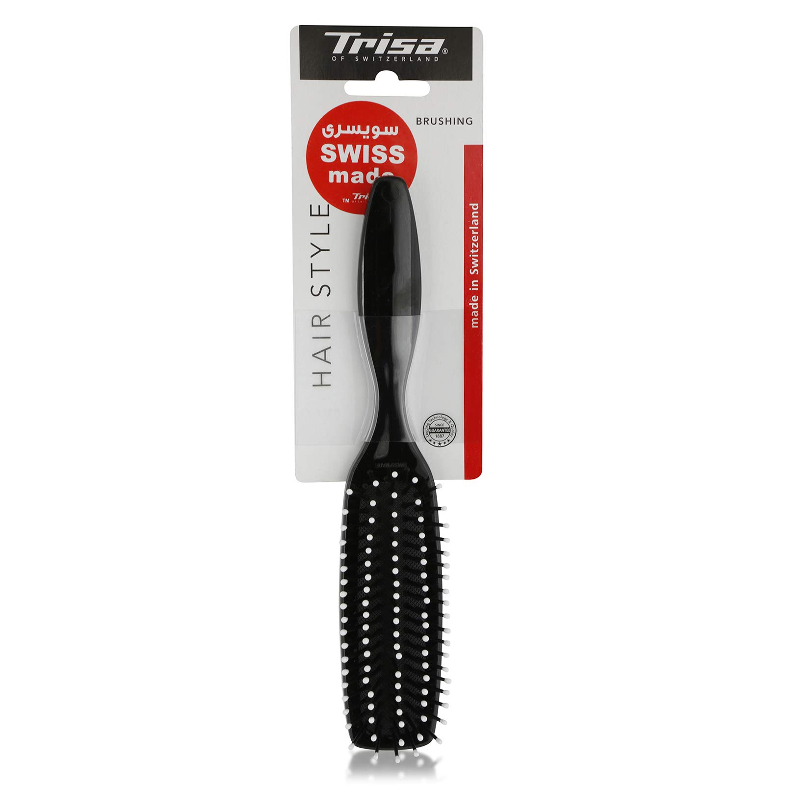 Trisahairbrush care & forming - Swiss Made - With rounded Styling pins - Suited For Styling and Detangling of Wet & Dry Hair - Round Styling Pins Provide Scalp Message - Comfort Grip Handle