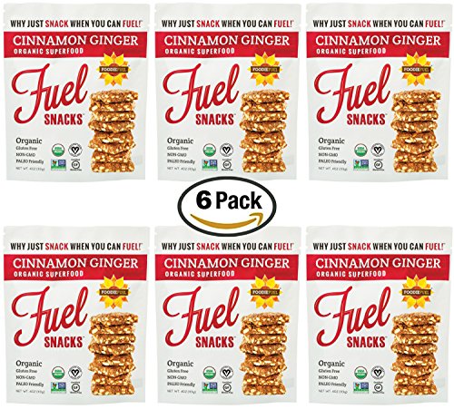 Foodie Fuel Cinnamon Ginger Fuel Snacks, 4 Ounce Bag (6 pack), Paleo Snack Made with Sunflower Seeds Pumpkin Seeds Flax Seeds, Non-GMO Certified Organic Gluten Free Paleo-Friendly Vegan