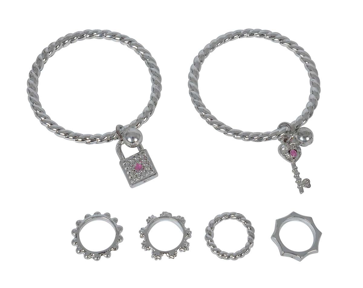 Simba Steffi Love Ring And Bangle Set, Silver, 12 Pieces