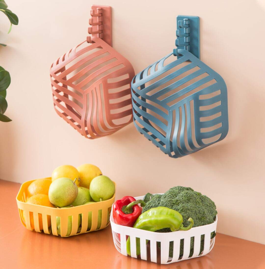 Aminery Fruit Basket Bowl,4Pack Plastic Storage Container Kitchen Fruit Bowl Set Plastic Drain Basket Vegetable Holder Decorative Stand for Bread, Snacks, Households Items Storage