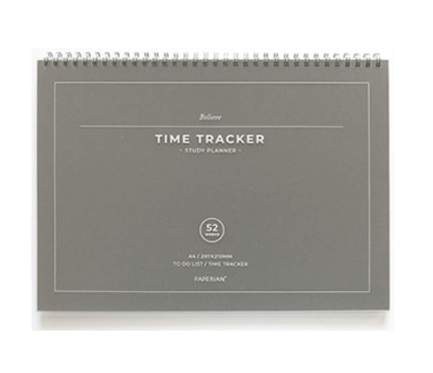 PAPERIAN Believe TIME Tracker - A4 Size Wirebound Undated Study Planner/to do List/Scheduler (Gray)