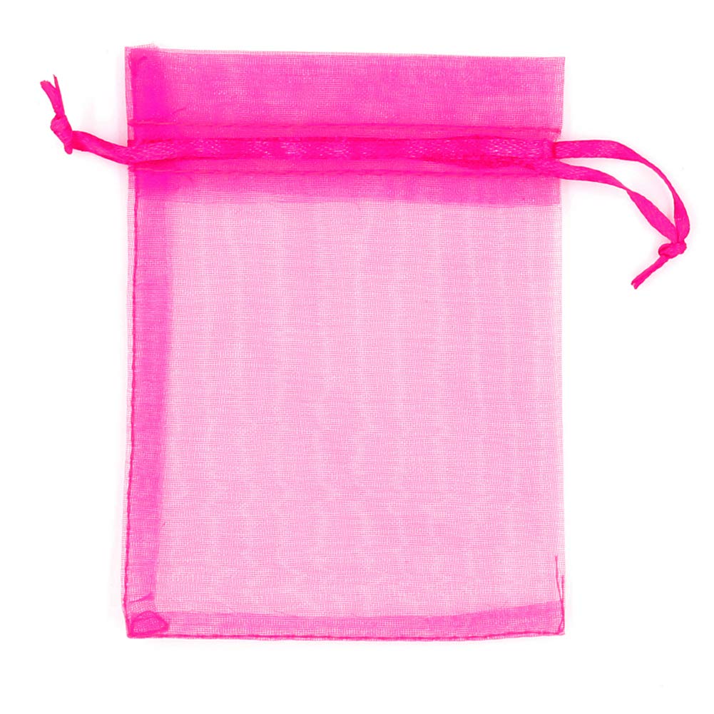 ATCG 50pcs 6x9 Inches Drawstring Organza Pouches Wedding Party Favor Gift Candy Bags (Hot Pink)