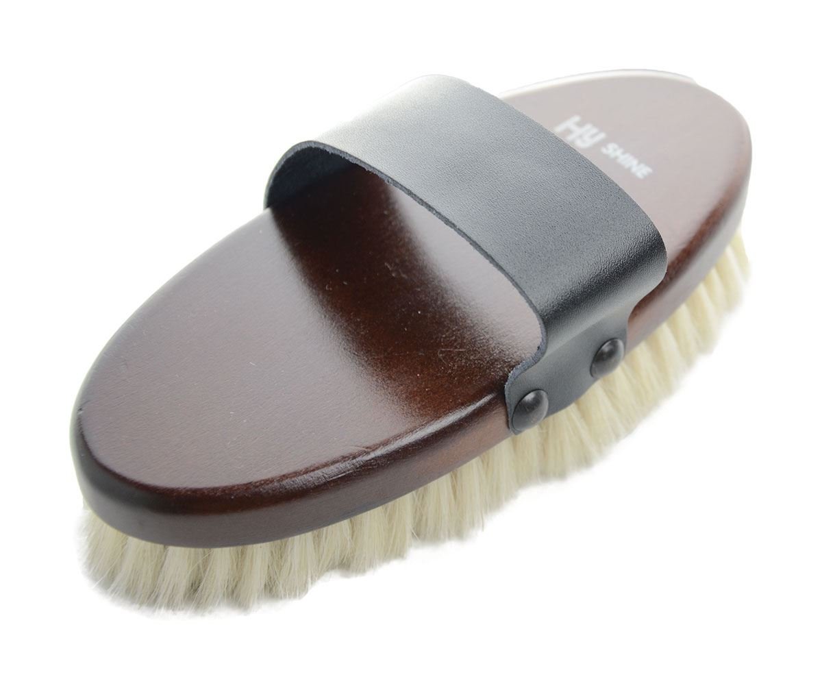 HySHINE Deluxe Goat Hair Wooden Body Brush Dark Brown Small