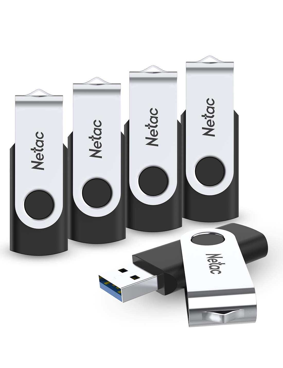 Netac 8GB USB 2.0 Flash Drive 5 PCs, Swivel Design Memory Stick, Pen Drive, Thumb Drive for Data Storage, Zip Drive and jump Drive with LED Light