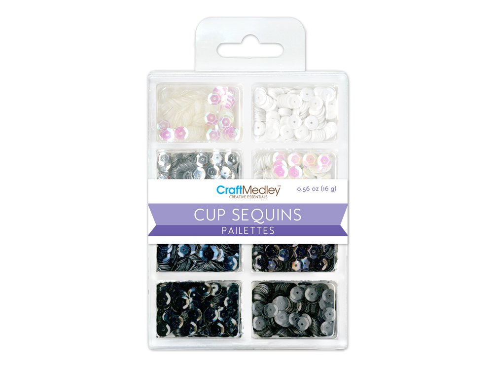 Multicraft Imports Black & White Classic Craft Medley(TM) Creative Essentials Cup Sequins 7mm 0.56oz