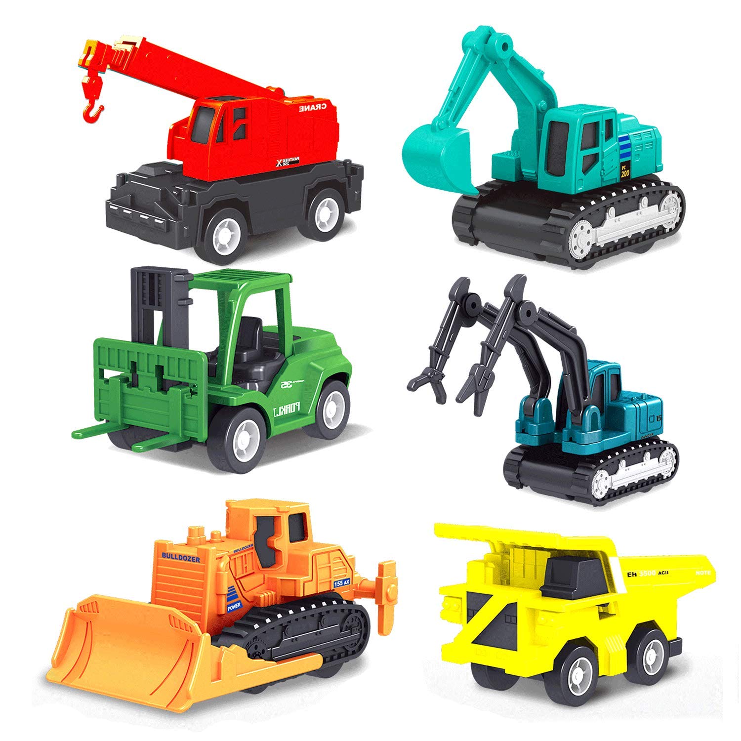 SARTHAM Pull Back Vehicles, Toy Pack Mini Construction Vehicles Set, Kids Toys Vehicle Pull and Go aged 3 - 7 years Boys Girls (6 Pack)